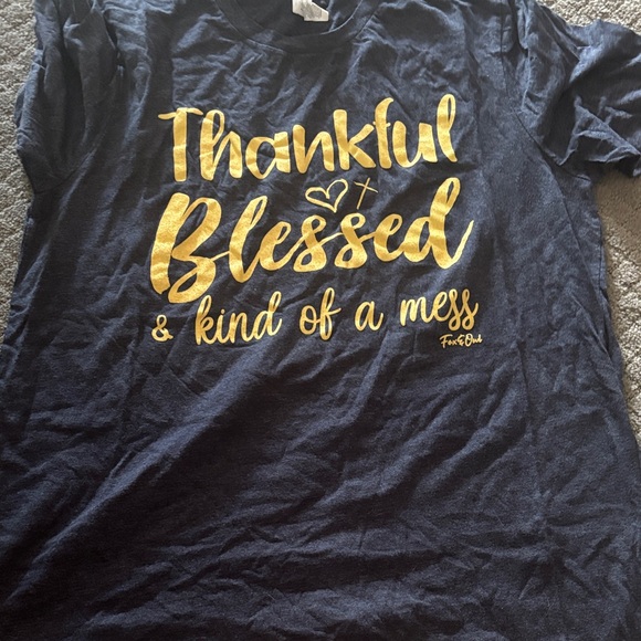 Bella Canvas Navy Tee with Gold Print - Picture 1 of 4